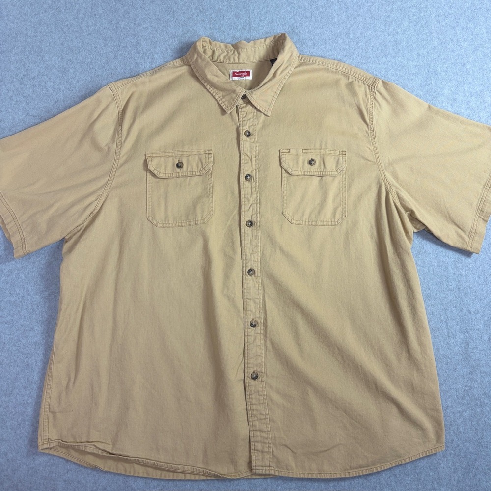 Wrangler Mens 3XL Khaki Tan Short Sleeve Button Down Shirt